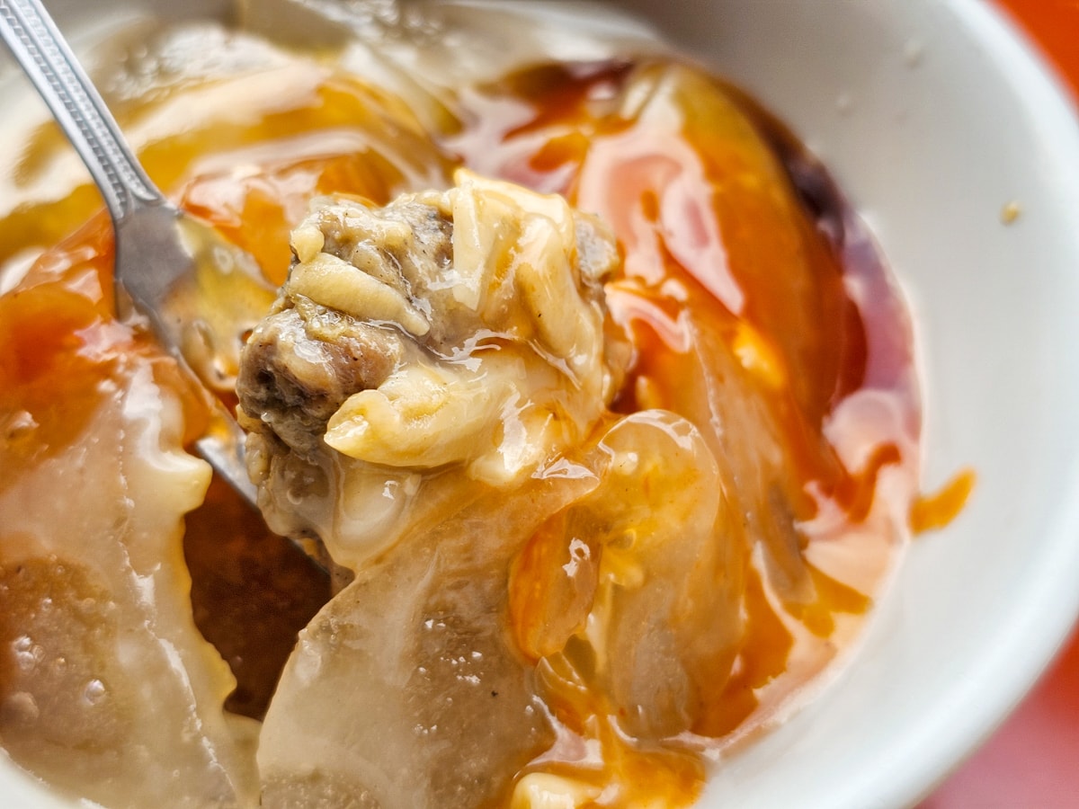 竹山美食|百年廟口肉圓 貢丸豆腐湯只要20元!竹山連興宮對面,超人氣平價小吃 - 第17張圖
